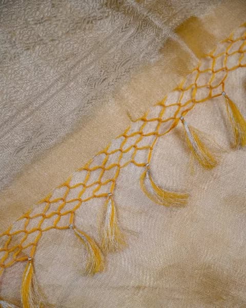 Yellow Tissue Embroidery Saree