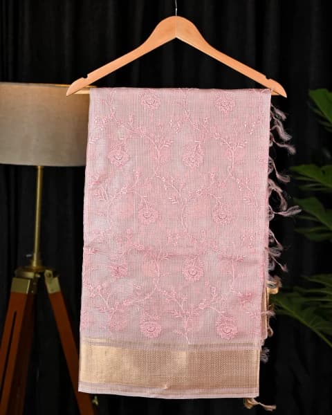 Light Pink Kota Tussar Silk Saree