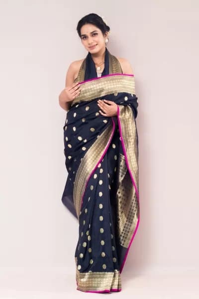 Blended Black Silk Saree