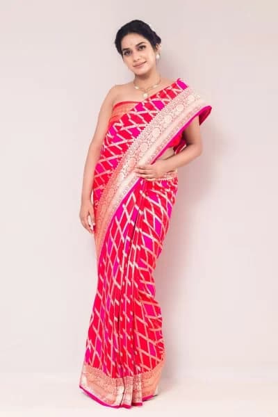 Blended Fuchsia Pink Silk Saree