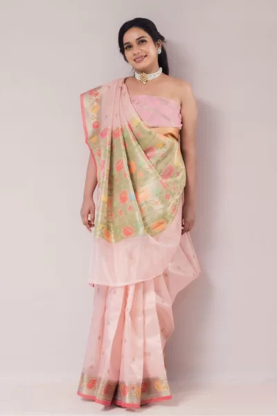 Opulent Peach Tissue Paithani Weave Saree