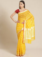 Weaved Gold Colored  Heavy-Look Liva Saree