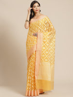 Weaved Yellow Coloured Elegant Liva Saree