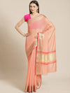 Weaved Peach Colored  Heavy-Look Liva Saree