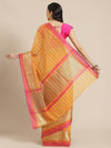Weaved Mustard Coloured Elegant Liva Saree