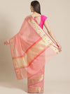 Weaved Pink Colored  Heavy-Look Liva Saree