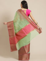 Weaved Green Colored Fancy Liva Saree