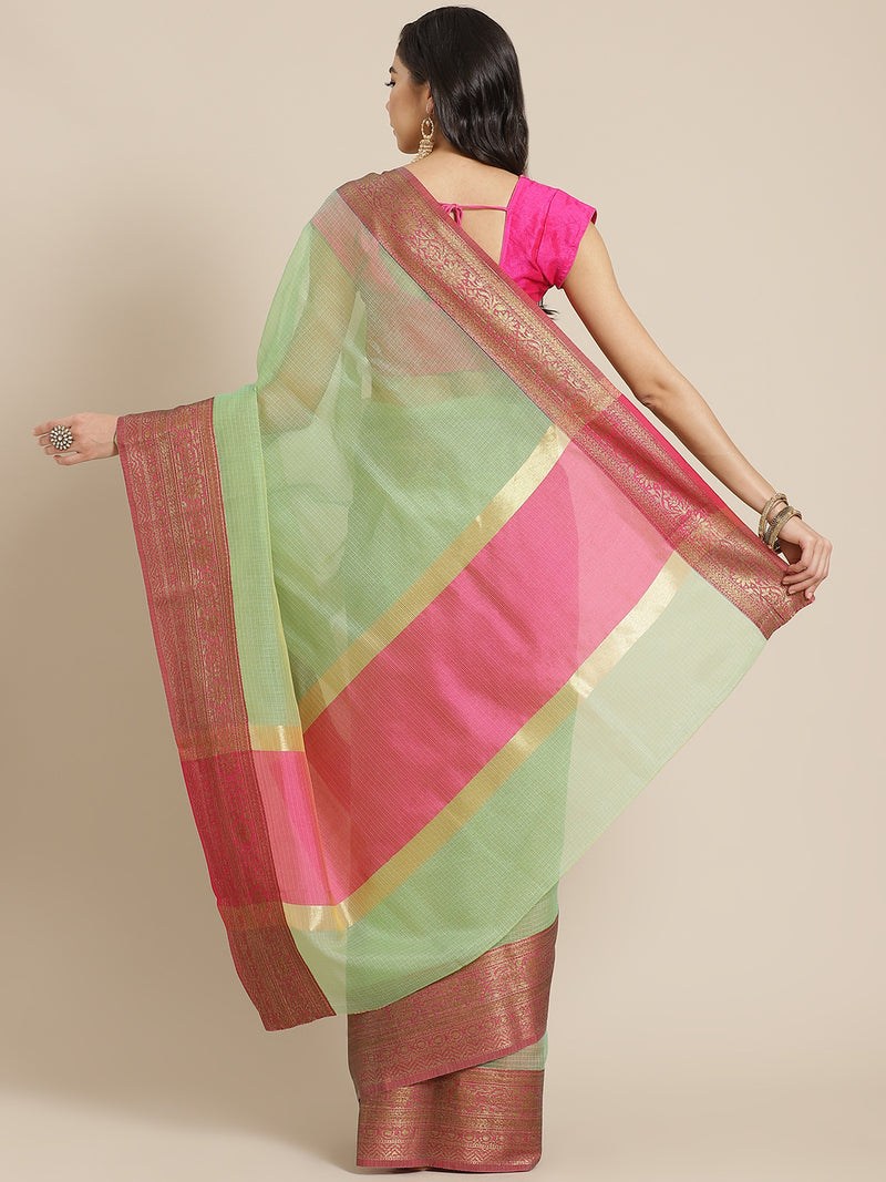 Weaved SeaGreen Colored Fancy Liva Saree