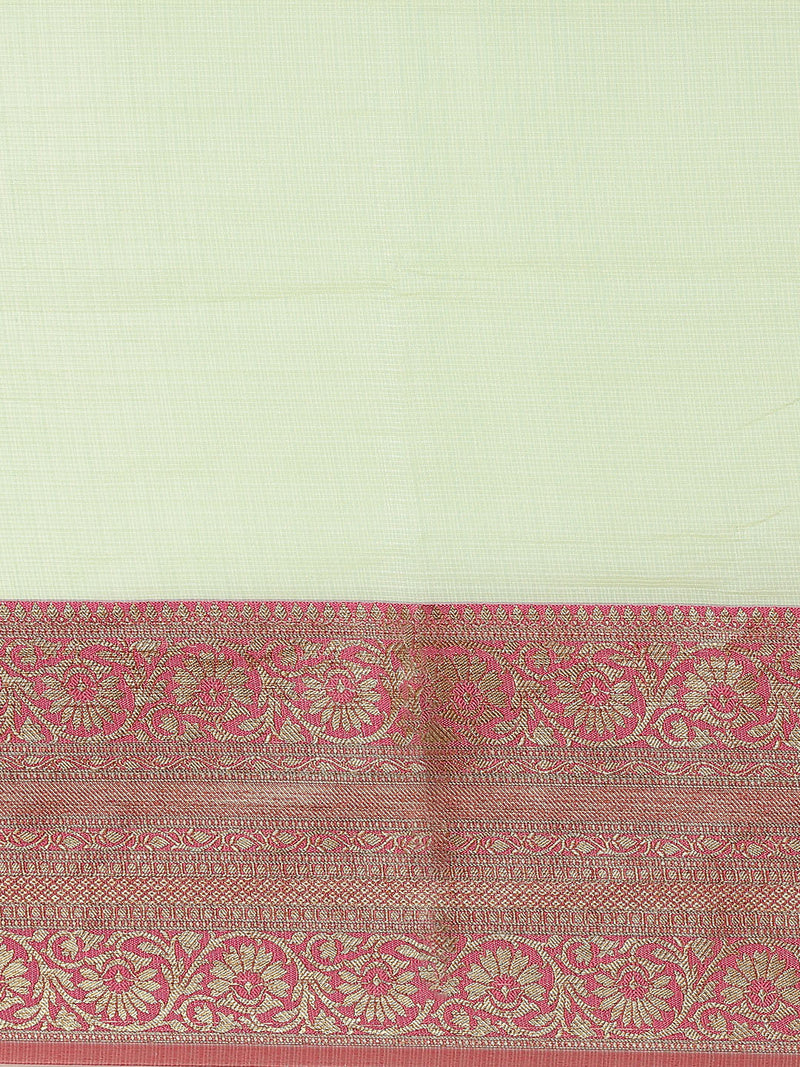Weaved Green Colored Fancy Liva Saree