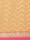 Weaved Geometrical Peach Colored Liva Saree