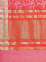 Weaved Fuscia Colored Fancy Liva Saree