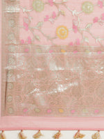 Weaved Pink Colored Fancy Liva Saree