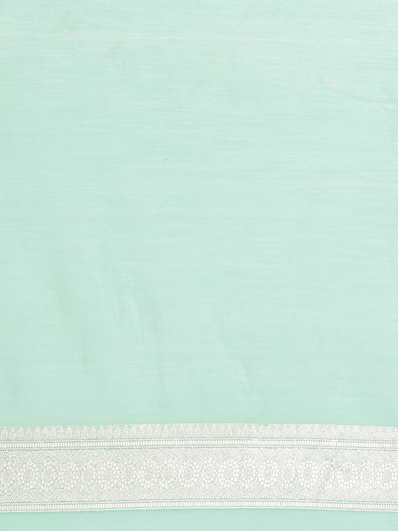 Weaved Seagreen Coloured Elegant Liva Saree