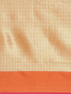Weaved  Geometrical Orange Colored Liva Saree
