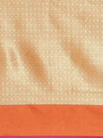 Weaved  Geometrical Orange Colored Liva Saree