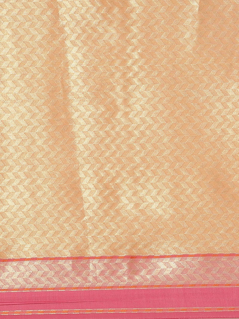 Weaved Geometrical Pink Colored Liva Saree