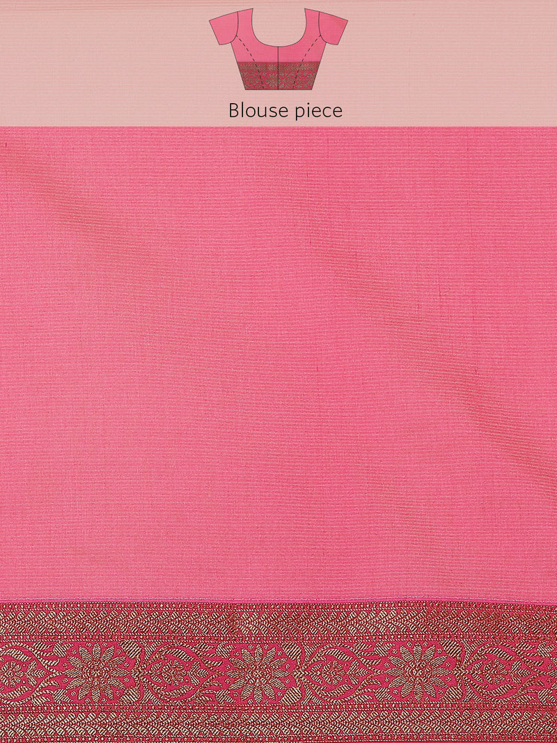 Weaved Pink Coloured Elegant Liva Saree
