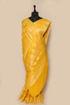 Woven Yellow Georgette Silk Sari- Traditional Motif