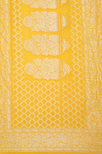 Woven Yellow Georgette Silk Sari- Traditional Motif