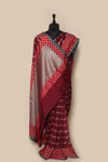 Fancy Banarasi Wine Silk Sari- Geometrical Design