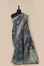 Fancy Banarasi  Grey Silk Sari- Persian Motif Inspired
