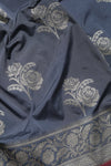 Fancy Banarasi  Grey Silk Sari- Persian Motif Inspired
