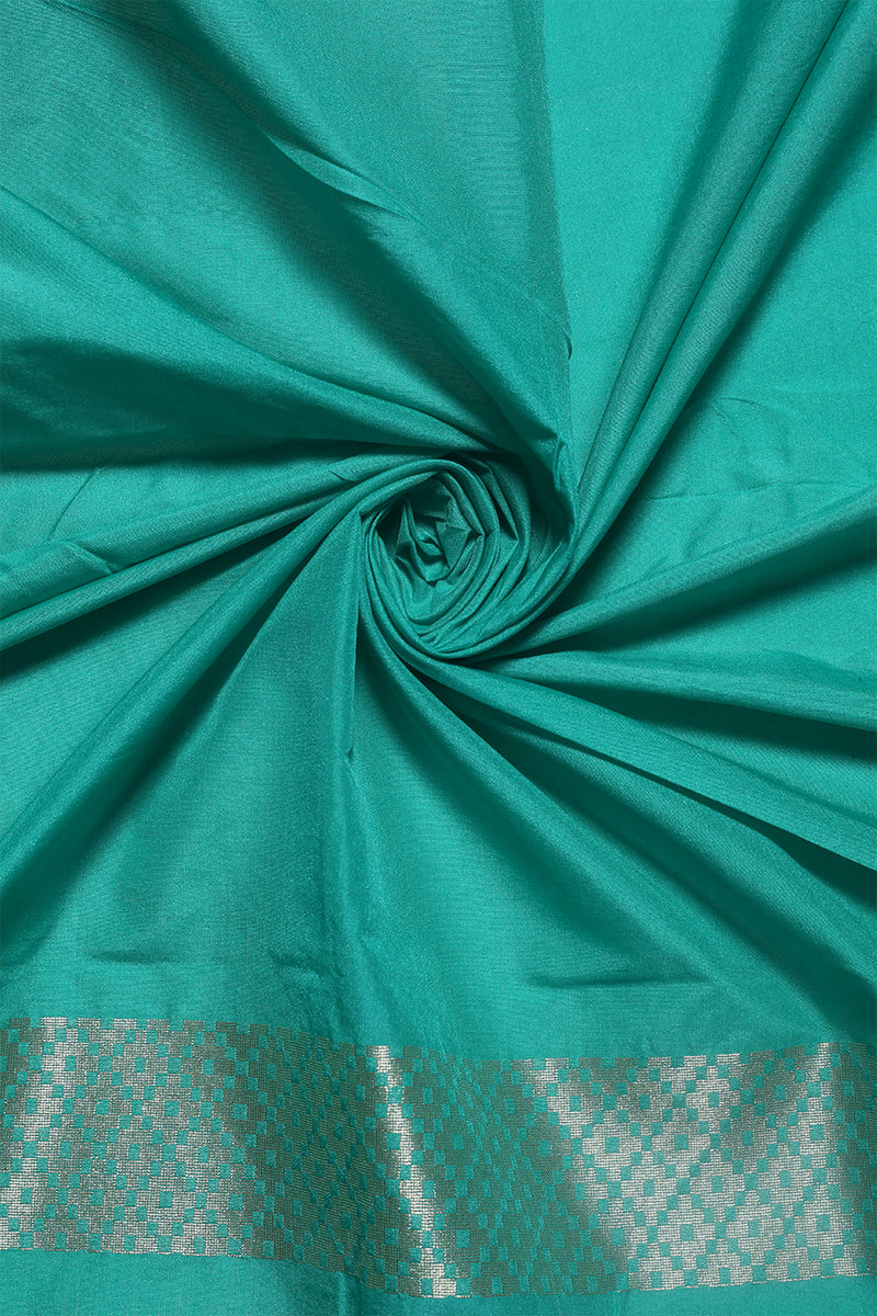 Fancy Banarasi  Turqouise Silk Sari- Geometrical Design