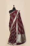 Fancy Banarasi Wine Silk Sari- Mughal Inspired Motif