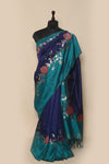 Fancy Banarasi  Navy Blue Silk Sari- Traditional Two Tone Design