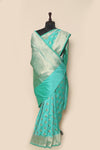 Fancy Banarasi Aqua Green Silk Sari- Traditional Motif