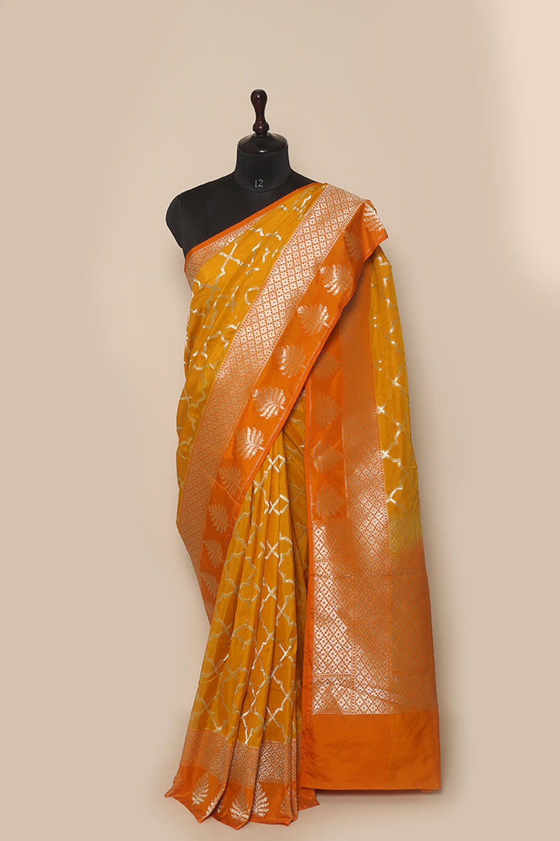 Fancy Banarasi  Mustard Silk Sari- Geometrical Designs