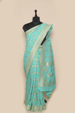Georgette Silk Aqua Green Sari- Traditional Bandhani