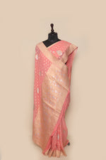 Georgette Silk Peach Sari- Traditional Zari Motif