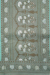 Georgette Chinia Silk Aqua Green Sari- Traditional Antique Zari Motif