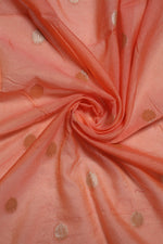 Georgette Chinia Silk Peach Sari- Traditional Paithani