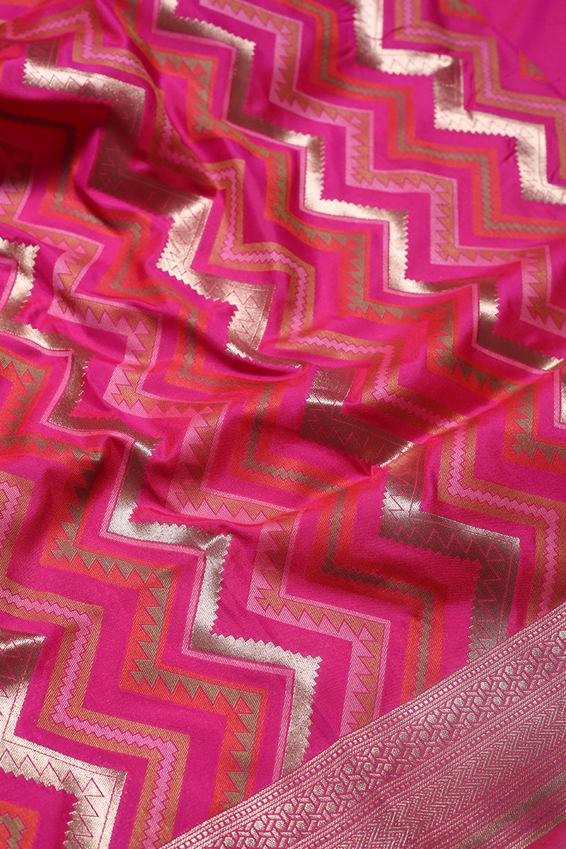 Fancy Banarasi  Pink Silk Sari- Geometrical Design