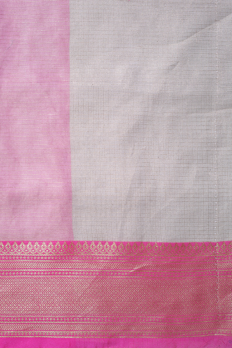 Embroidered Cream Tissue Sari- Traditional Tissue Cross-stitch Jaal