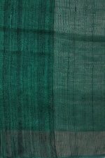 Embroidered Bottle Green Pure Tussor Sari- Traditional Kashmiri Inspired Motif