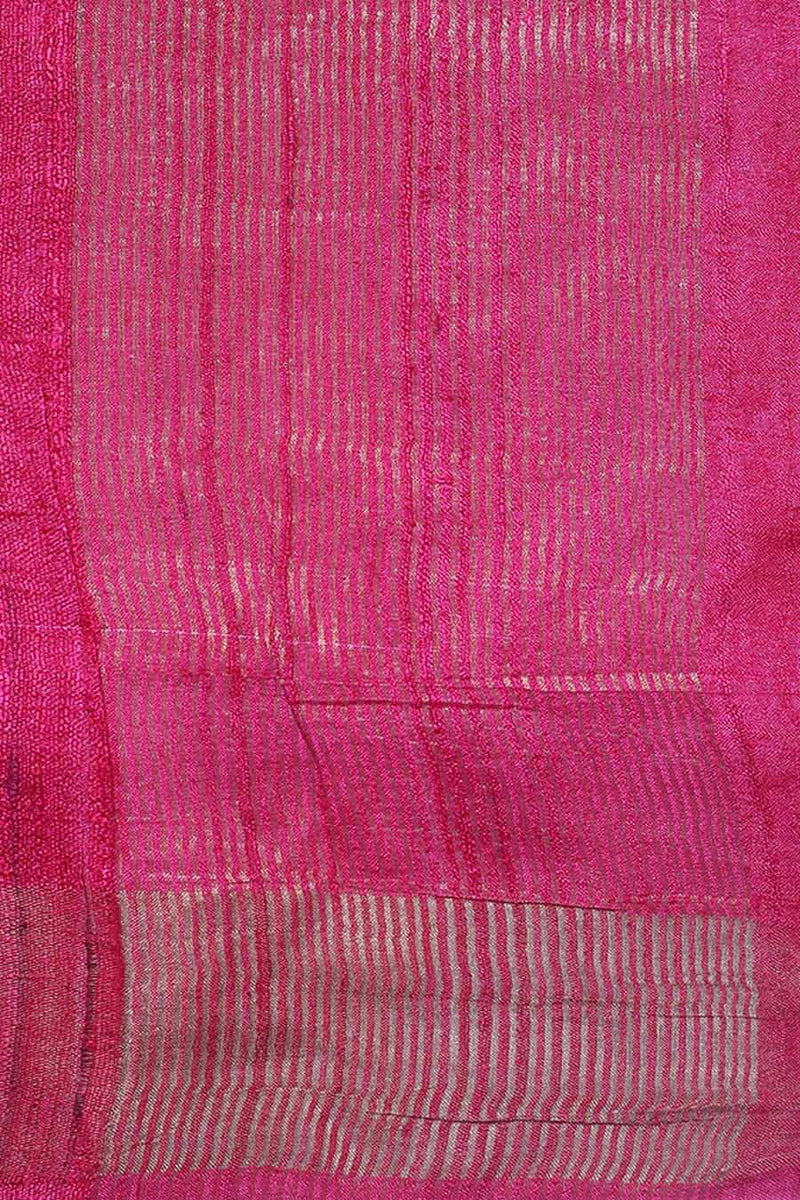 Embroidered Rani Pure Tussor Sari- Traditional Kashmiri Inspired Motif