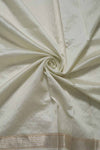 Embroidered Grey Kora Silk Sari- Geometrical Jaal