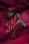 Banarasi Magenta Cotton Silk Sari- Traditional Mughal Inspired Flower