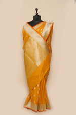 Fancy Banarasi Mustard Silk Sari- Traditional Motif