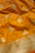 Fancy Banarasi Mustard Silk Sari- Traditional Motif